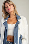 Denim knit mixed media jacket