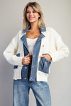 Denim knit mixed media jacket