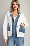 Denim knit mixed media jacket