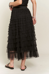 Elastic waist layered mesh skirt