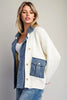 Denim knit mixed media jacket