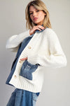 Denim knit mixed media jacket