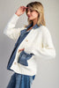Denim knit mixed media jacket