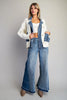 Denim knit mixed media jacket