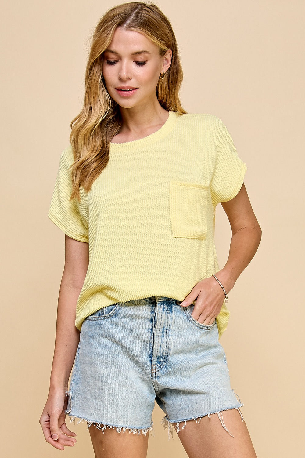 RESTOCK! New spring colors! Les Amis Solid Ribbed Top with Pockets