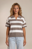 Horizontal stripe knit pullover sweater featuring bold wide stripes