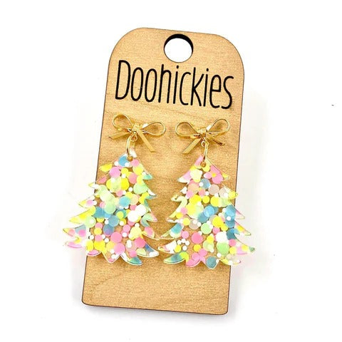 2-inch acrylic festive Christmas trees earrings