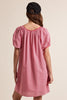 Gingham puff sleeve mini dress with side pockets