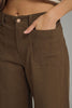 Solid knit wide leg pants featuring front pockets