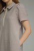 Gingham print short puff sleeve mini dress featuring half zip detail at front
