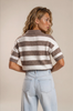 Horizontal stripe knit pullover sweater featuring bold wide stripes