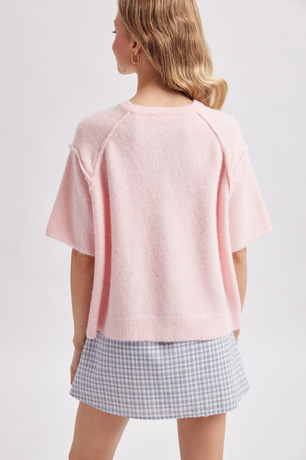 Soft knit seam detail sweater cardigan