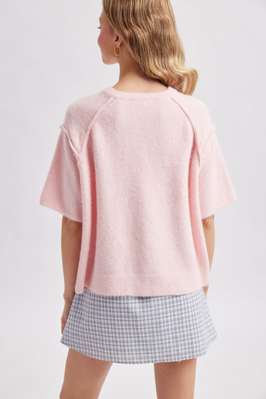 Soft knit seam detail sweater cardigan