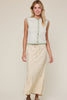 Floral midi skirt with elastic waist and drawstring