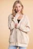 Long sleeve button down sweater cardigan with stitch accents