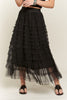 Elastic waist layered mesh skirt