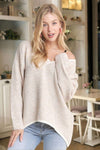 Drop shoulder v-neck hi-low sweater tunic top