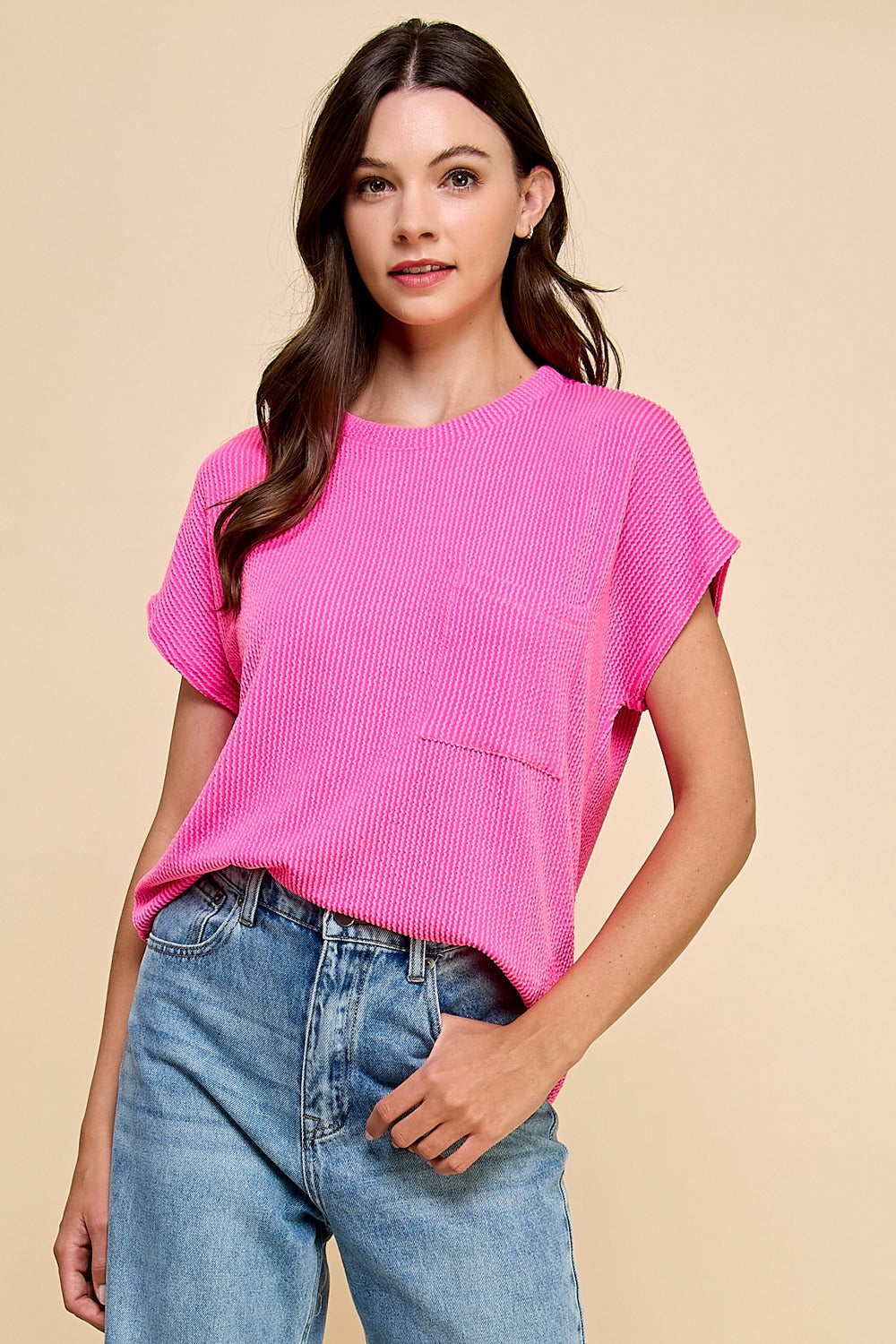 RESTOCK! New spring colors! Les Amis Solid Ribbed Top with Pockets