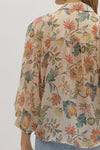Floral print button-down top featuring dropped shoulders