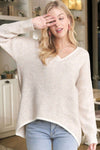 Drop shoulder v-neck hi-low sweater tunic top
