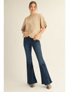 Drop shoulder comfy sweater top with raw edge detail