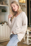 Drop shoulder v-neck hi-low sweater tunic top