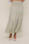 Ditsy floral tiered midi skirt with smocked waistband
