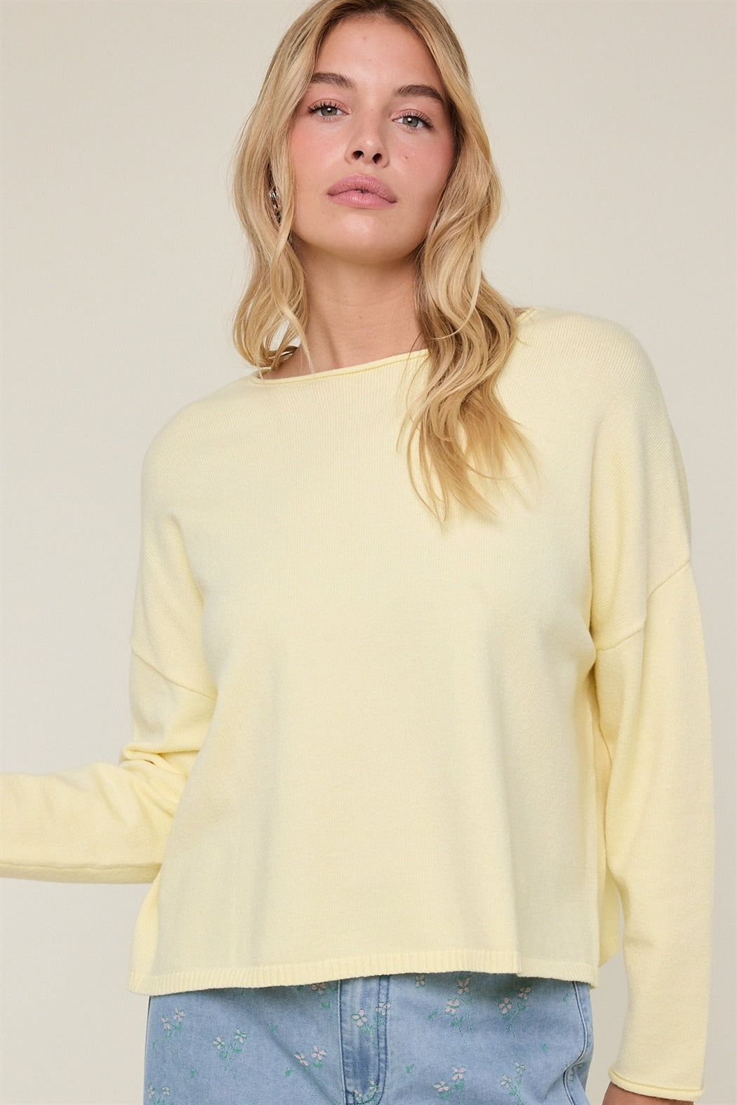 Boat neck lightweight sweater
