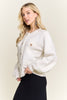 Shimmering gold-button front cardigan sweater