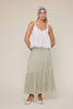 Ditsy floral tiered midi skirt with smocked waistband