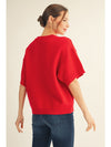 Drop shoulder comfy sweater top with raw edge detail