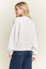 Shimmering gold-button front cardigan sweater