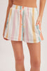 Multi color striped stretched waist knit shorts