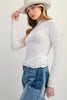 Burnout lace fitted top with textured floral pattern