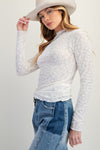 Burnout lace fitted top with textured floral pattern