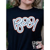 Boo with ghosts on back halloween tee
