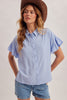 Ruffle sleeve pleated detail button down shirt