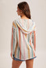 Multi color mix button up hoodie pullover