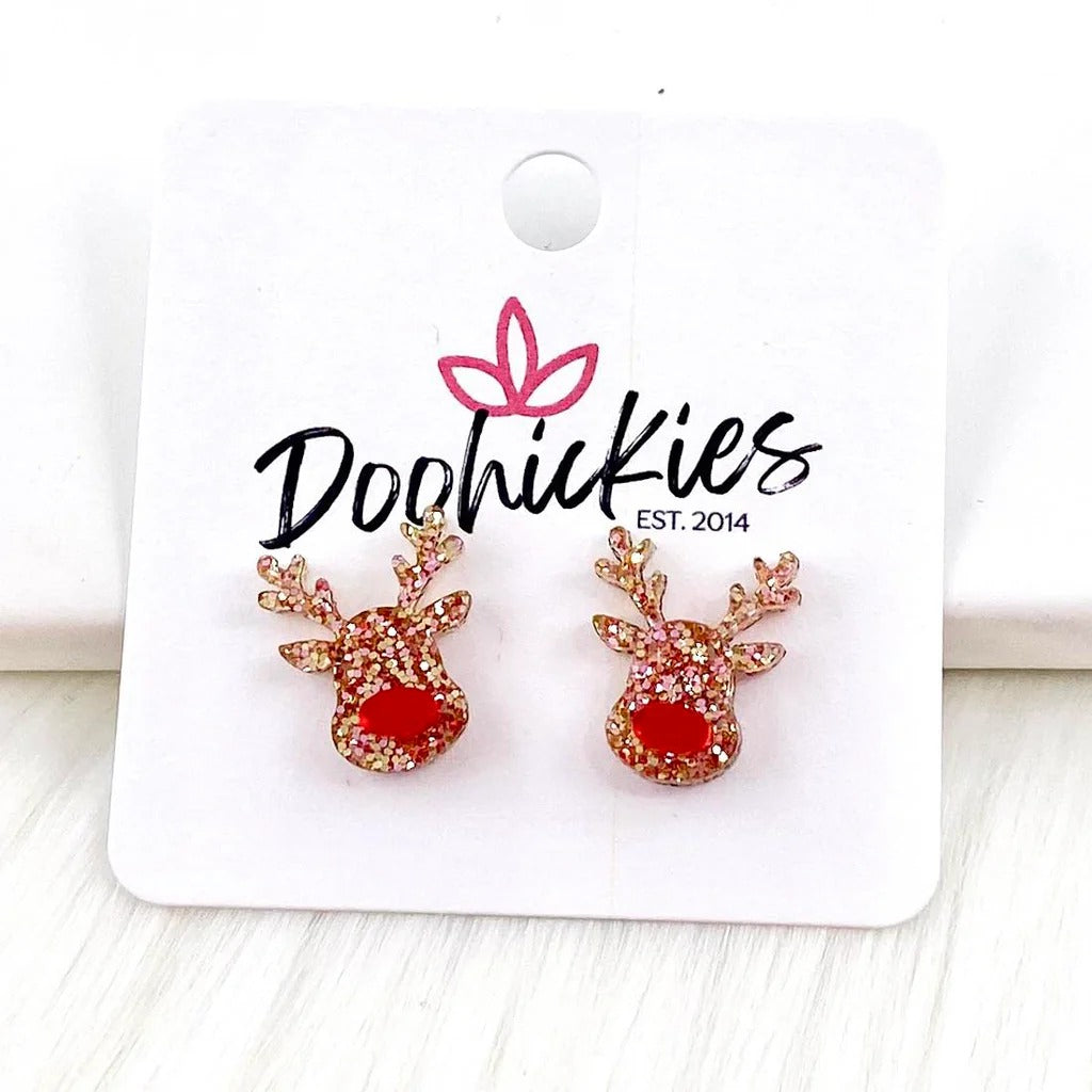 Doohickies Rudolph reindeer Christmas stud earrings