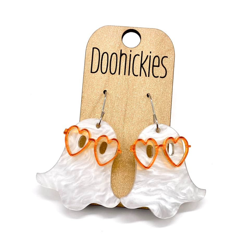 Doohickies 2-inch nerdy ghost acrylic dangle Halloween earring
