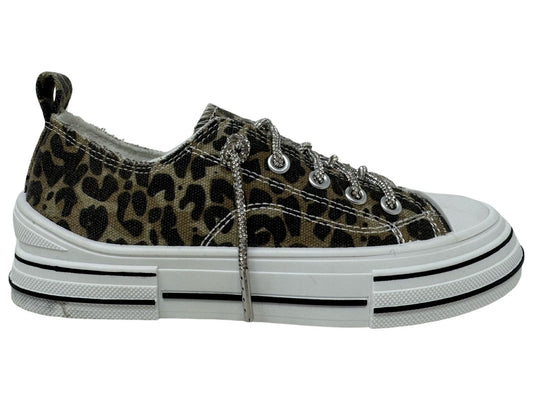 Aman Print Tan Leopard tennis shoe sneaker
