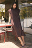 Polka dot short sleeve midi dress featuring a self-tie neck