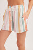 Multi color striped stretched waist knit shorts