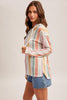 Multi color mix button up hoodie pullover