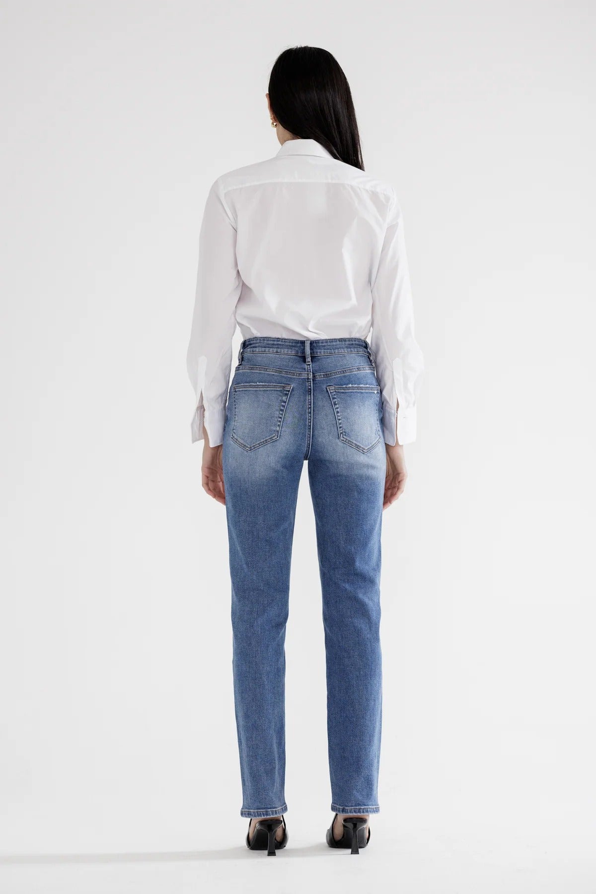 Mica Denim high rise slim straight leg tummy tuck jeans