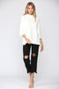 Mock neck pull over sweater with bell sleeves