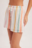 Multi color striped stretched waist knit shorts