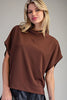 Solid mock neck short sleeve top