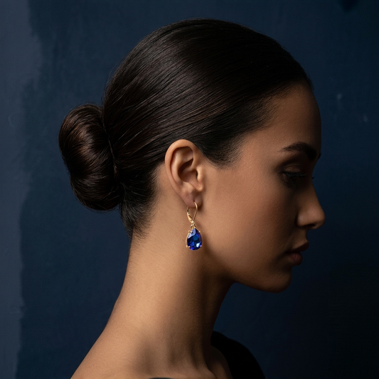 Chic & Chic teardrop shape large stone earrings