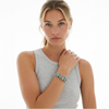 Silver cuff bracelet with turquoise stone accents